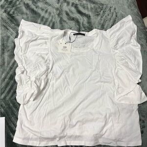 White Ruffled Sleeve Top